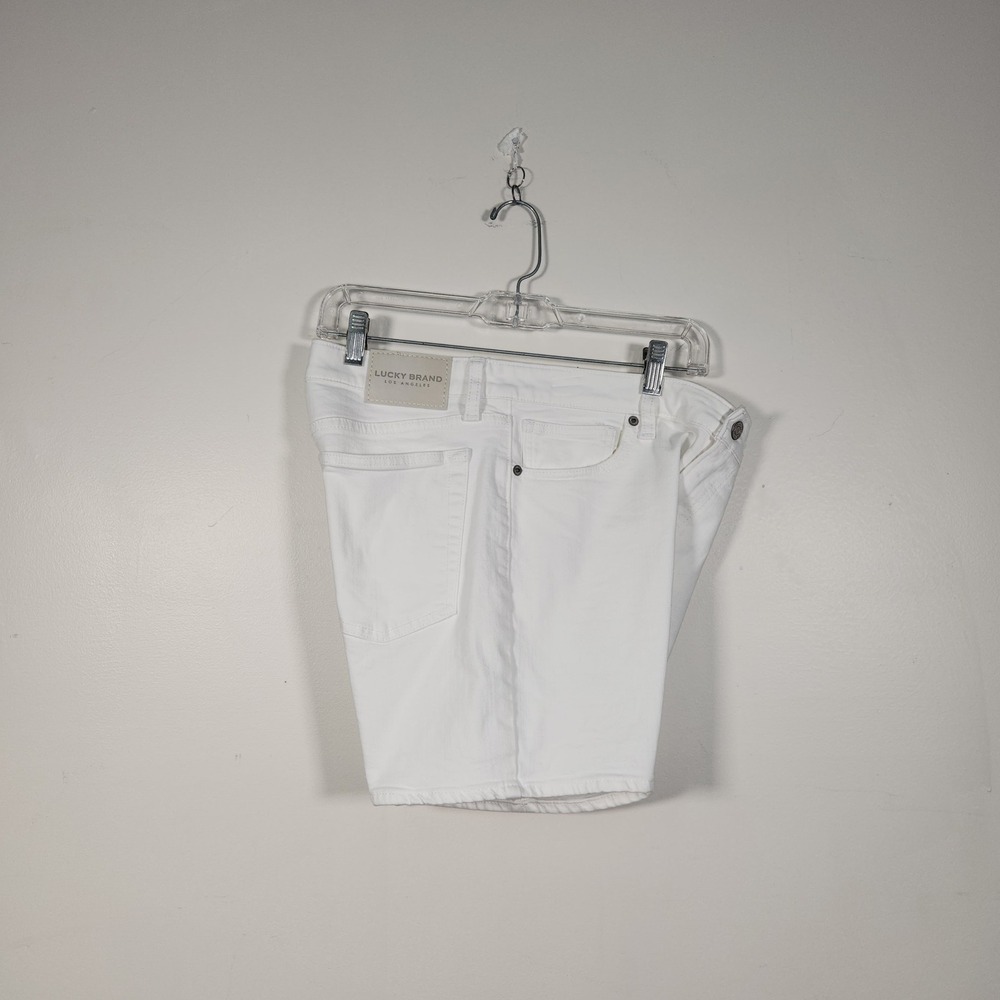 LUCKY BRAND Ava Mid Rise Shorts Womens 10/30 White Denim Stretch Summer Casual